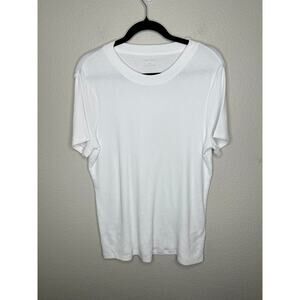 Banana Republic Micro Ribbed Tee Women XL White Cotton Modal Logo Essential Top